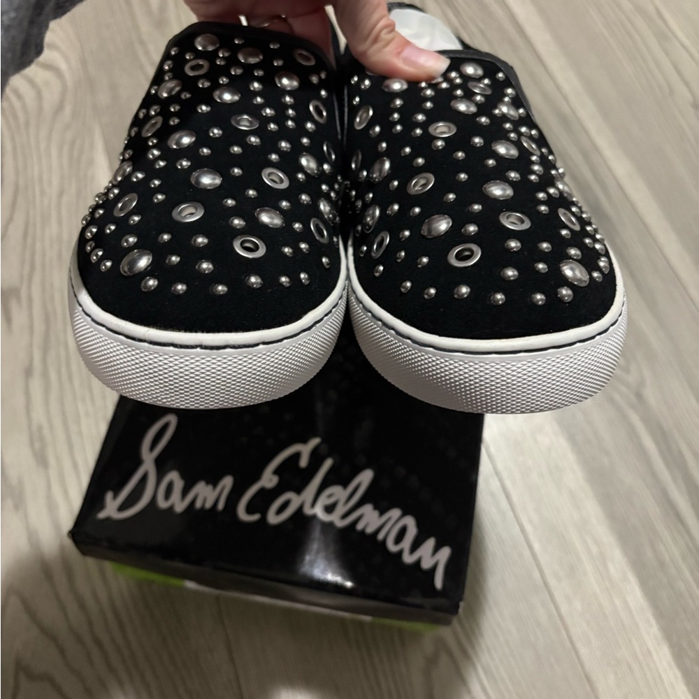 Sam Edelman Black and White Studded Sneakers - Picture 3 of 7